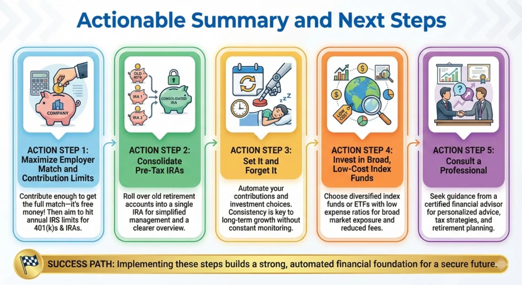 Actionable Summary and Next Steps-The Ultimate Guide to Your Fidelity Roth IRA-infographic