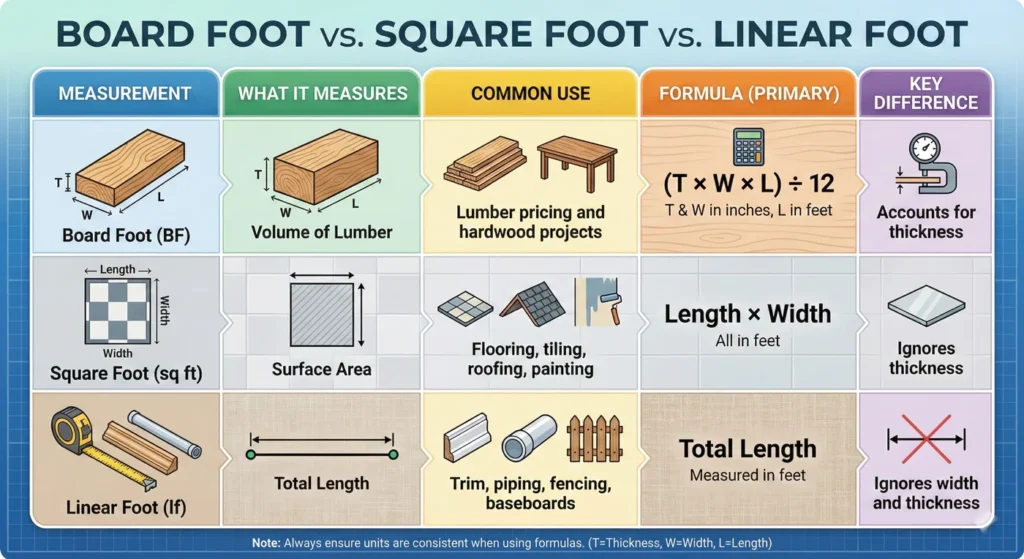 Board Foot vs. Square Foot vs. Linear Foot-infographic
