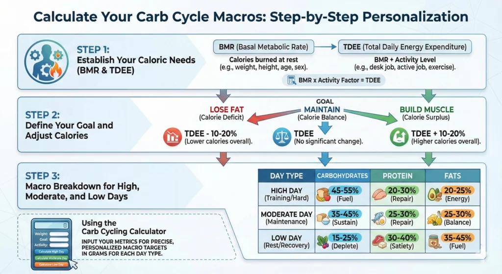 Calculate Your Carb Cycle Macros Step-by-Step Personalization - infographic