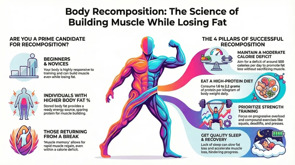 Can You Build Muscle in a Calorie Deficit The Truth About Body Recomposition - infographic