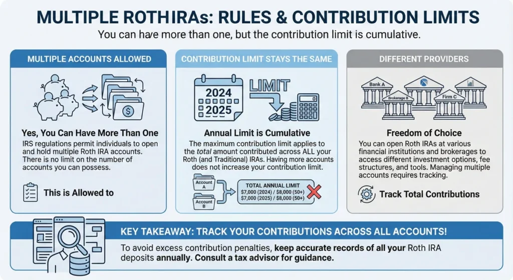 Can You Have Multiple Roth IRAs The Complete Guide to Managing Several Tax-Free Retirement Accounts - infographic 2