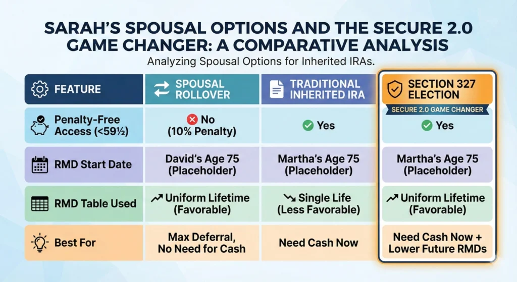 Case Study Sarah's Spousal Options and the SECURE 2.0 Game Changer
