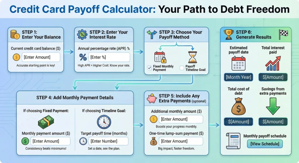 Credit Card Payoff Calculator Your Path to Debt Freedom - infographic