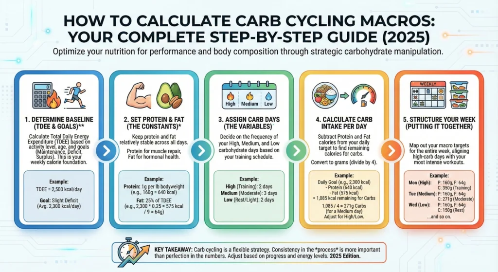 How to Calculate Carb Cycling Macros Your Complete Step-by-Step Guide (2025)-Infographic
