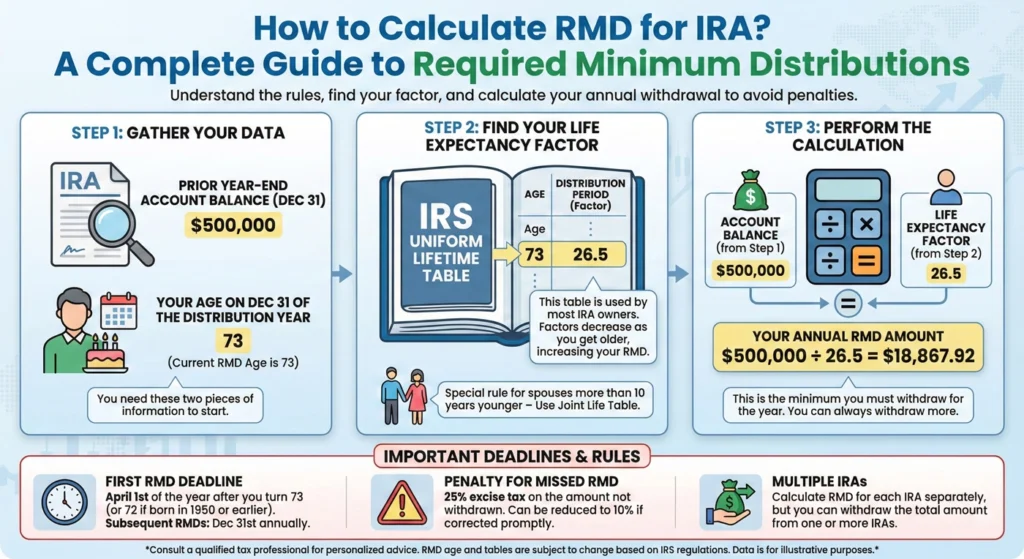 How to Calculate RMD for IRA A Complete Guide to Required Minimum Distributions-Infographic