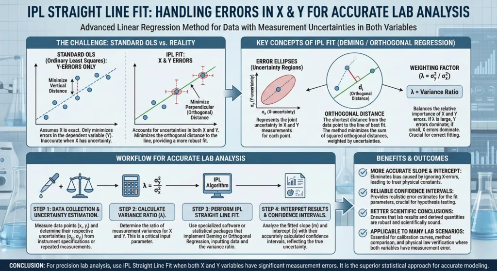 IPL Straight Line Fit How to Handle Errors in X and Y for Accurate Lab Analysis-infographic