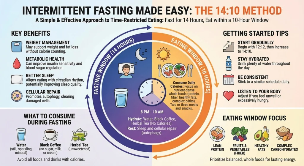 Intermittent Fasting Made Easy: The 14:10 Method-infographic