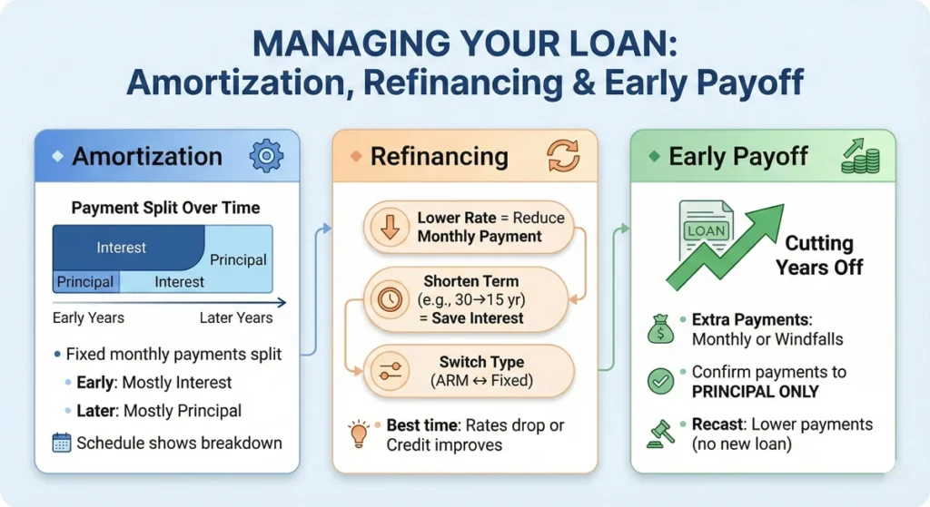 Managing Your Loan Amortization, Refinancing, and Early Payoff - infographic
