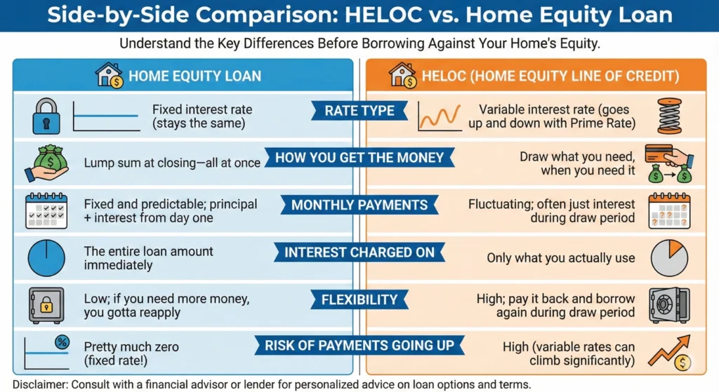 Side-by-Side Comparison HELOC vs. Home Equity Loan-infographic