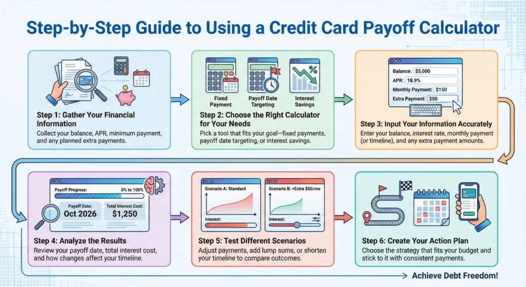 Step-by-Step Guide to Using a Credit Card Payoff Calculator -infographic