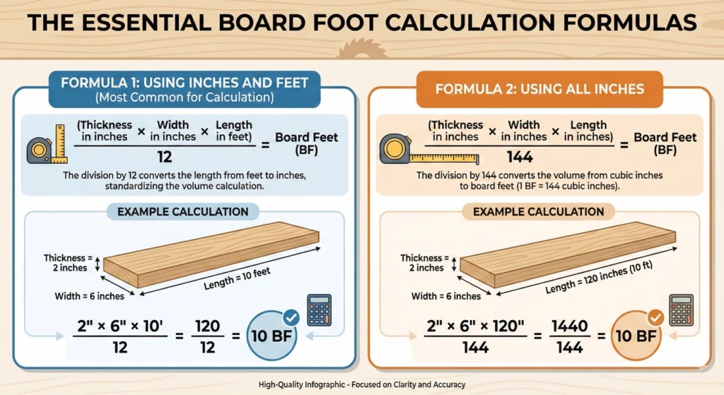 The Essential Board Foot Calculation Formulas-infographic