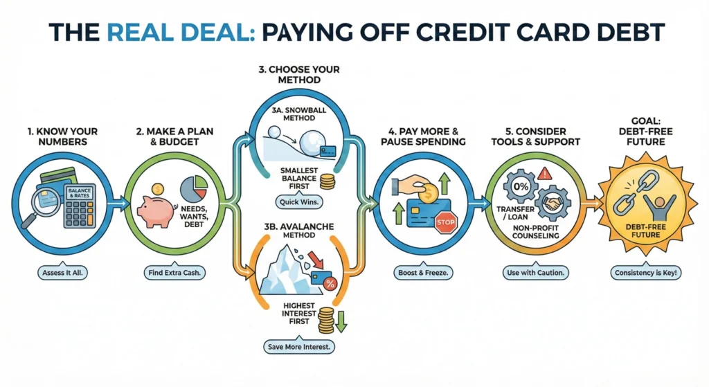The Real Deal on How to Payoff Credit Card Debt-infographic