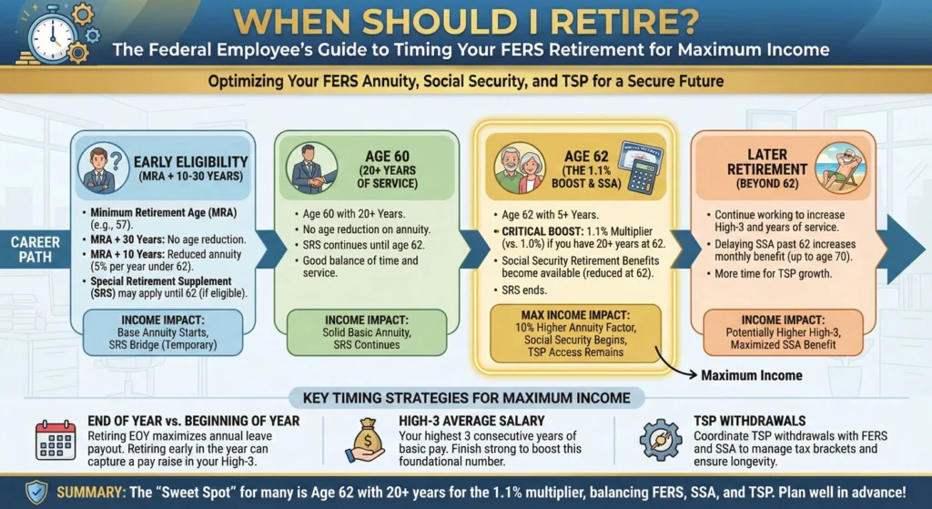 When Should I Retire The Federal Employees Guide to Timing Your FERS Retirement for Maximum Income-infographic